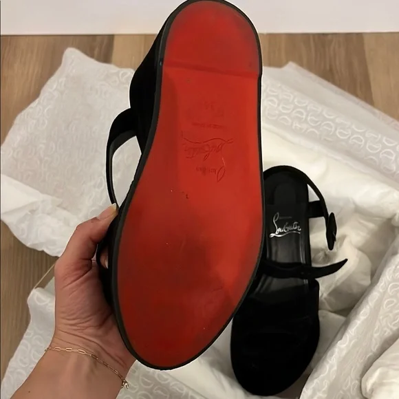 Christian Louboutin Black Women's Wedge Sandals